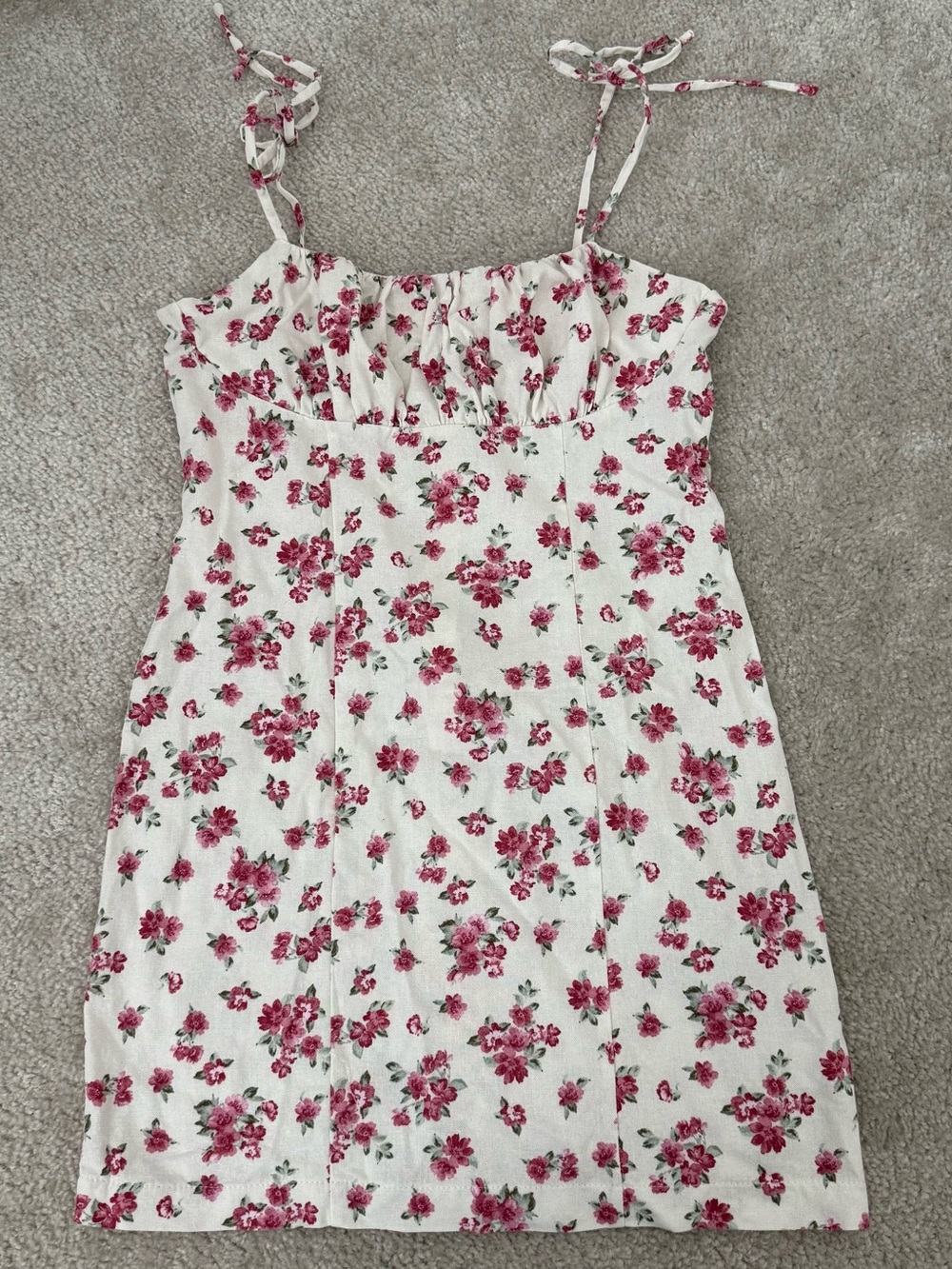 Monteau White Sundress with Pink Floral Print
